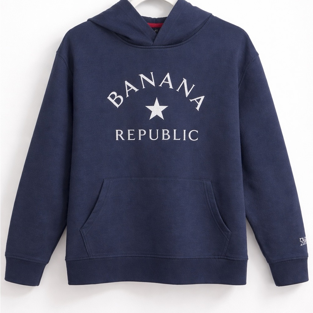 Banana Republic Navy Logo Hoodie XXL Pullover Sweatshirt